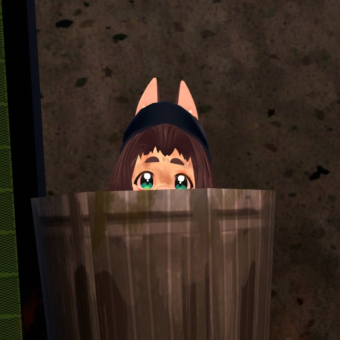 DyLhun's tweet photo. Caught my boy @Meathamski during a glam up session in this trashcan. #slay #VRChat #VRChat_world紹介 #konchan #lowpolykon https://t.co/1vrm5BgkZd