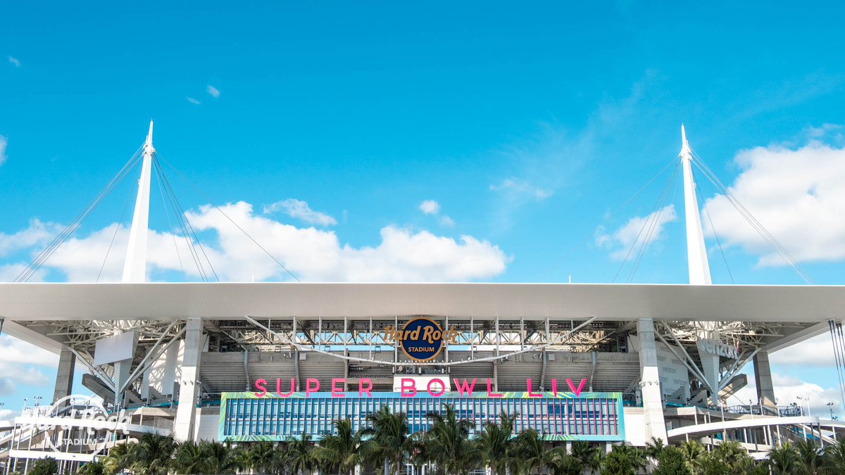 HardRockStadium's tweet photo. .@SuperBowl LIV is almost here! 🌴🏈

#SuperBowl https://t.co/TRpUAnZaXA