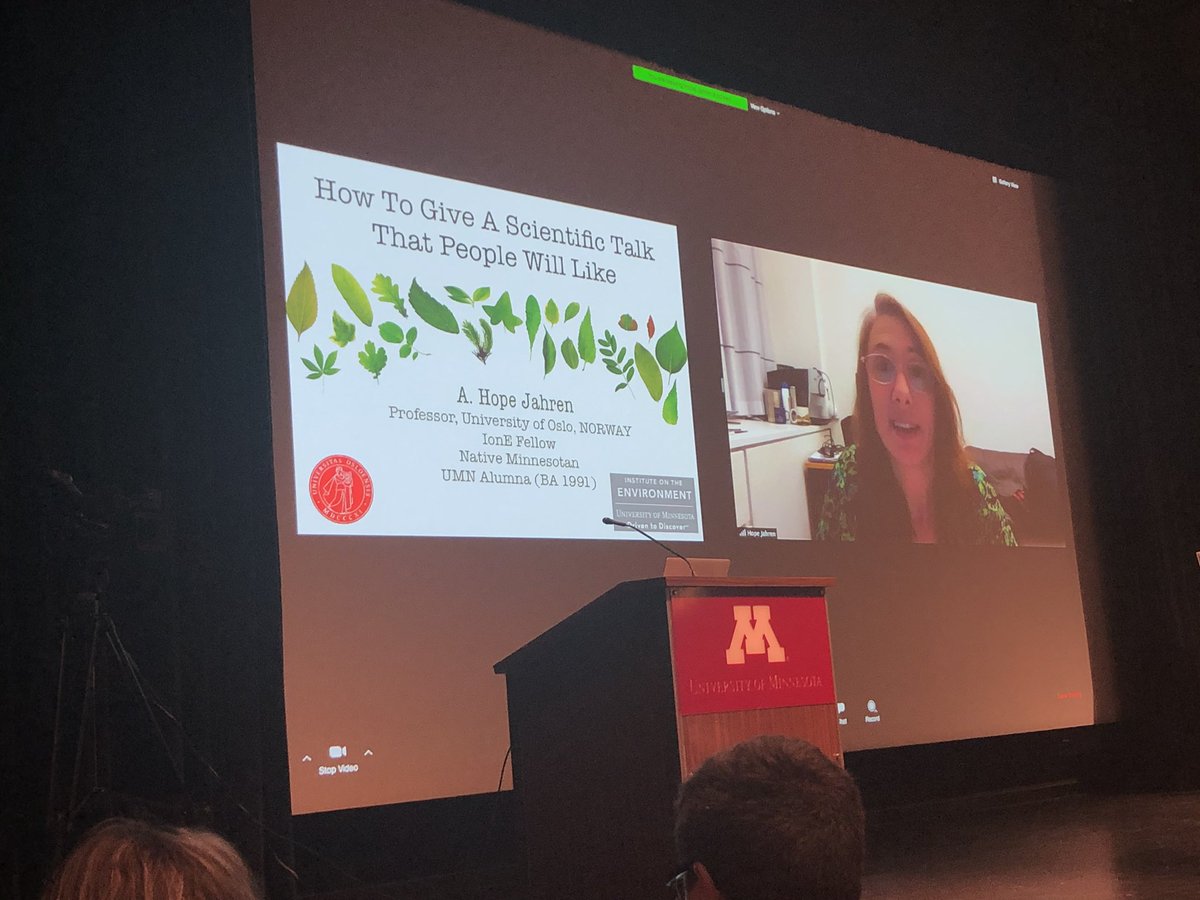 savanalipps's tweet photo. We are lucky to hear from @HopeJahren about how to give a scientific talk that people will like. Thank you for video calling in even though your flight to MN was cancelled! #SpeakingScience @UMNPlantPath https://t.co/x1EGue1YHj