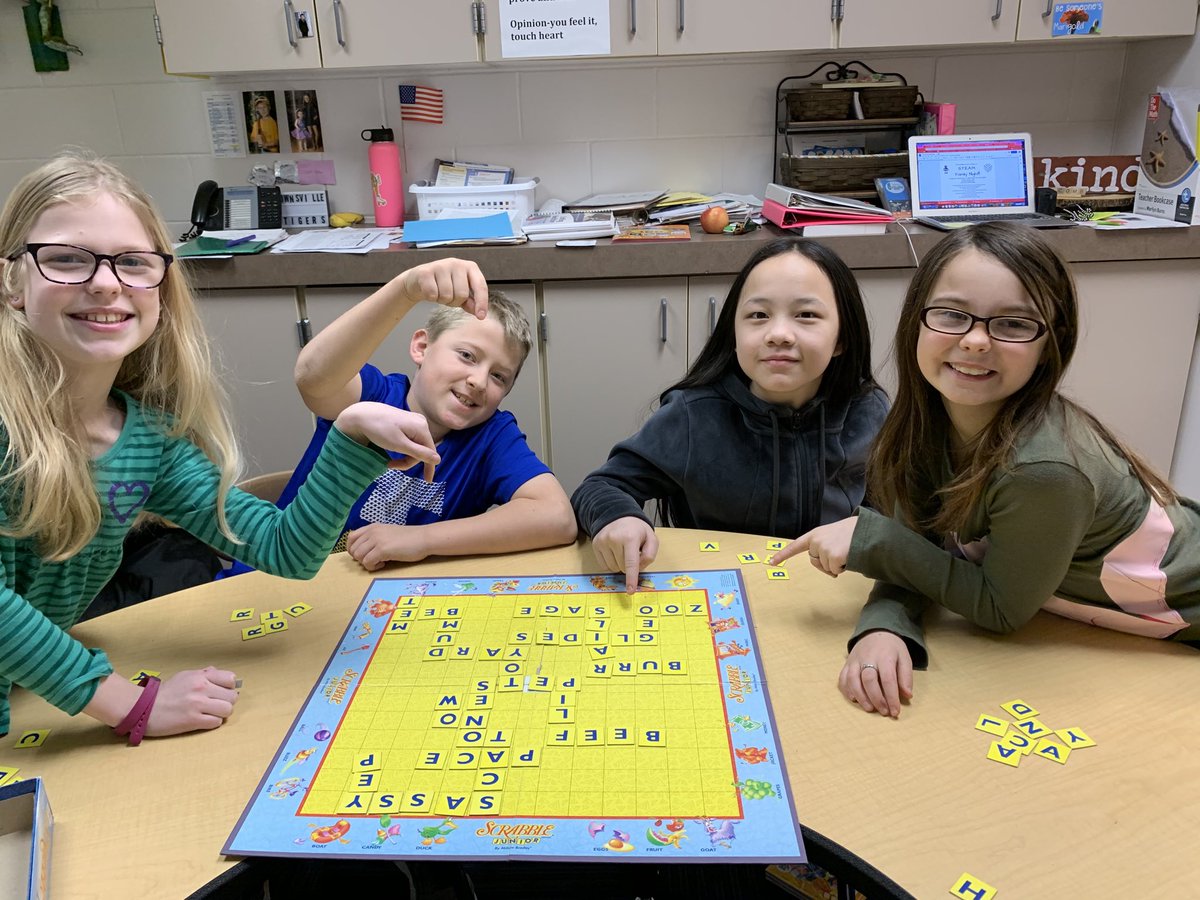 my_holcomb's tweet photo. Time for a new WIN rotation.  Celebrating our last day with this group playing Scrabble Junior.  ⁦@SDMAOnline⁩ ⁦@downsvilleES⁩ https://t.co/2G1veTLu0V