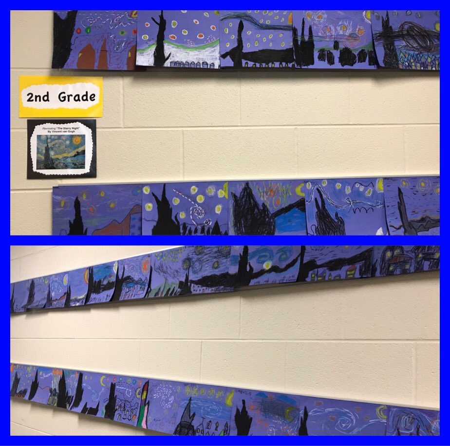 2nd grade - Recreating “The Starry Night” by Vincent van Gogh. <a href="/HESSwathers/">Hesston Elementary</a>