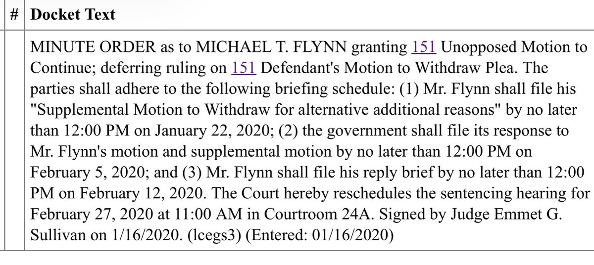 NEW - Breaking—ish“The Court hereby reschedules the sentencing hearing for February 27, 2020 at 11:00 AM“
