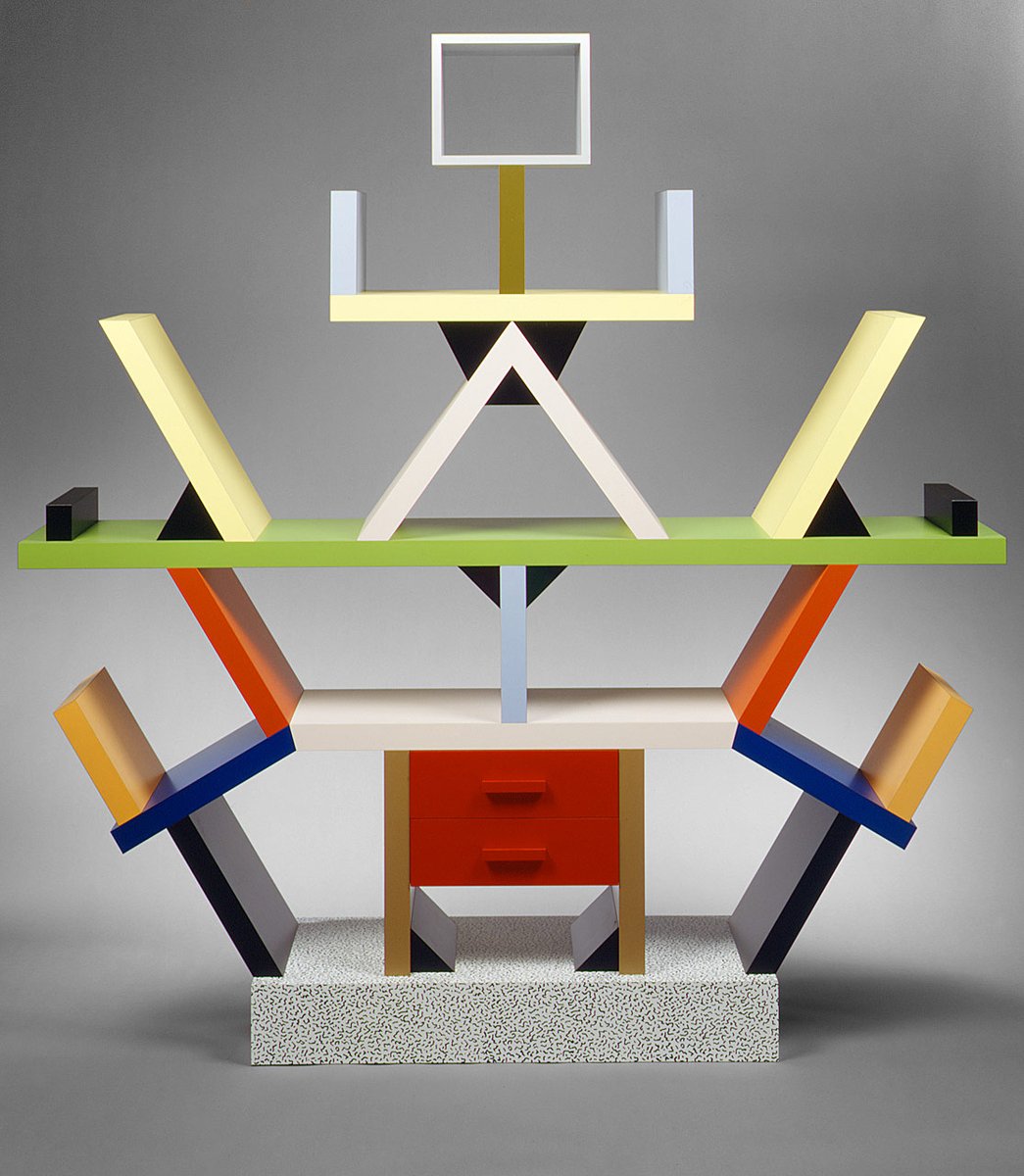 Kicking the year off with furniture and household objects by Italian designer and architect Ettore Sottsass, 1980s. After starting his career with Olivetti, he founded the influential Memphis Group in 1980, known for their colorful, playful, and abstract designs