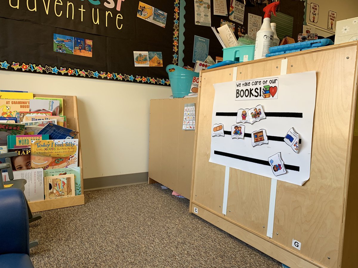 Rochell83893445's tweet photo. One of my neighbor teachers would never brag so I will. Check out this simple visual of how to care for books in her library. #clearexpectations #pbis You are amazing Shelby♥️ https://t.co/i0ZtNDkdha