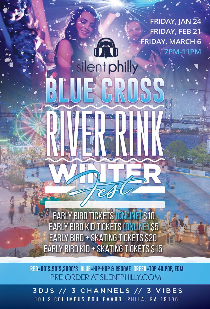 SilentPhilly's tweet photo. It’s almost the weekend #SilentSquad! We know that you’re looking forward to next weekend’s silent party at Winterfest though! We are too! Tag 3 friends under this post on IG for a chance to win a free ticket! https://t.co/yL4o29WQfl