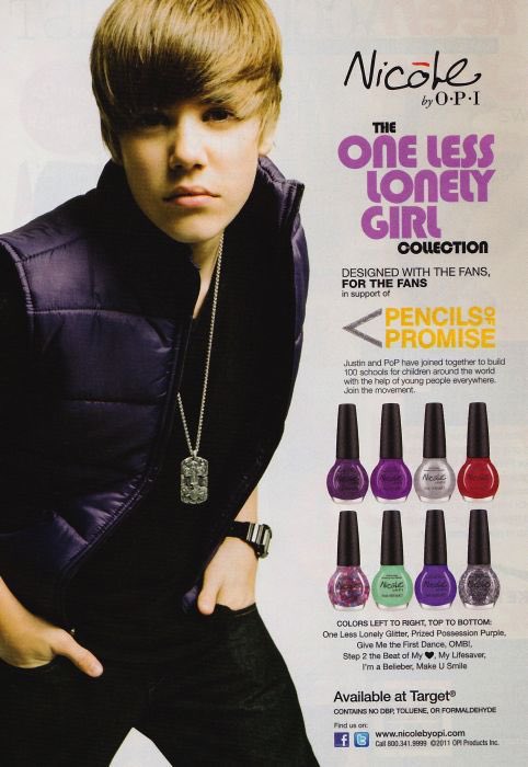 •٢٠١٠
•قرر جاستن يصنع طلاء الأظافر بالتعاون مع O.P.I وتم التبرع بالعائدات إلى Pencils of Promise ، ل...