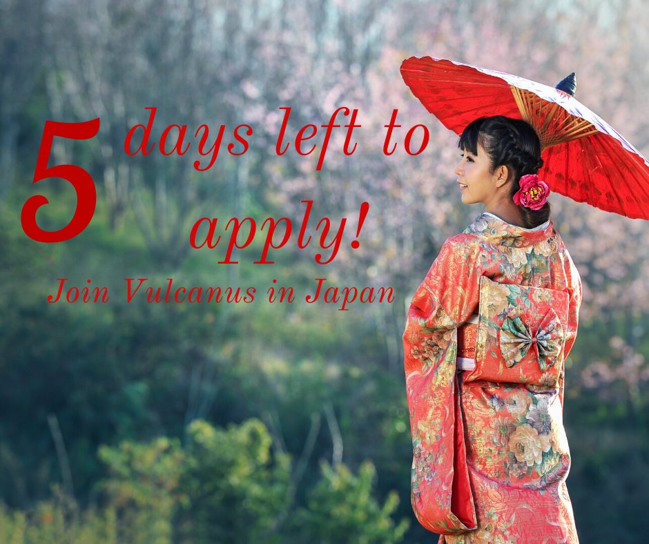 VulcanusProgram's tweet photo. Are you looking for a #traineeship in #Japan?

 🗓️ Only 5 days left to apply
VULCANUS IN JAPAN: 1 year in the country of the rising sun (industrial placement+language course) for EU/Cosme students.
https://t.co/c896OM3SuO

#EUjapancentre #youthplacement #EUstudents #COSMEstudents https://t.co/OpJ2ejwKgE