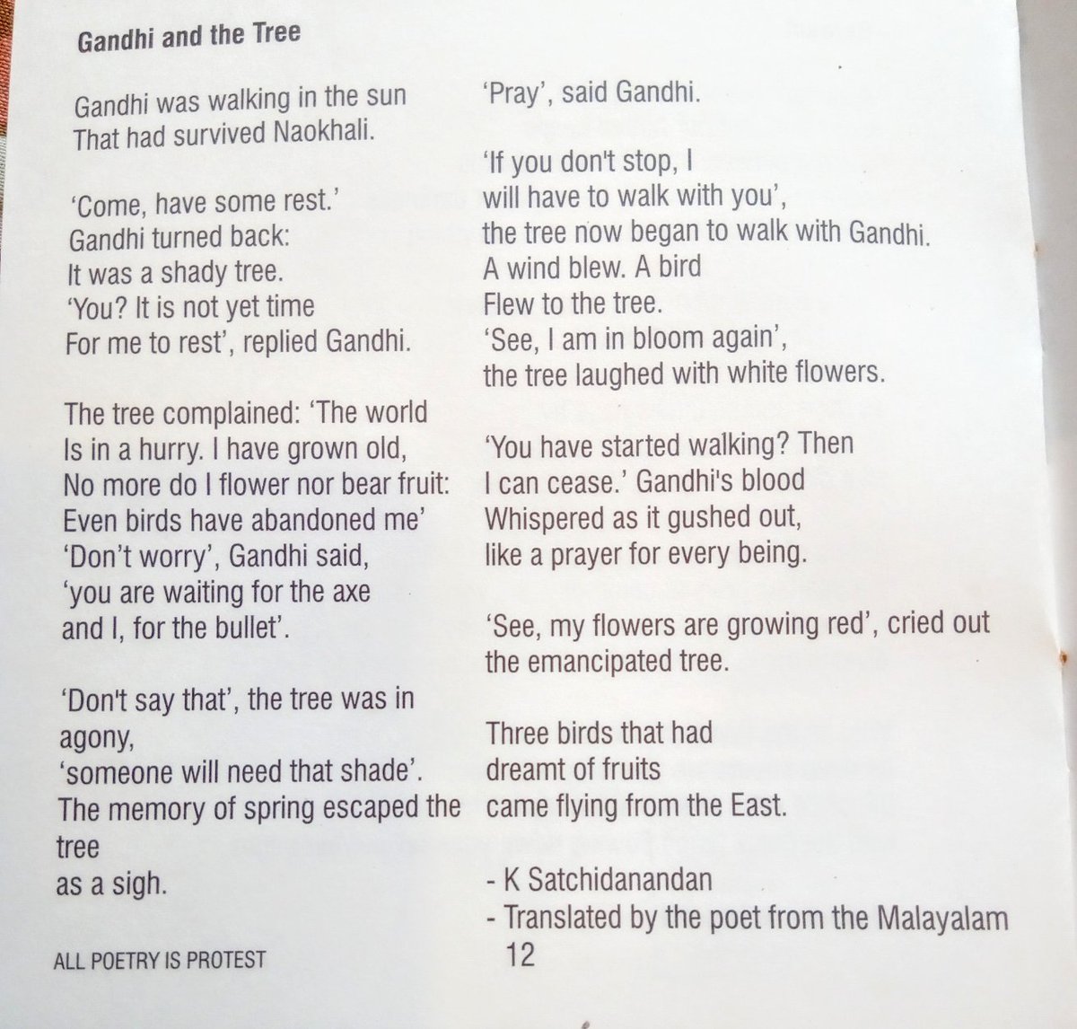 anniezaidi's tweet photo. "You have started walking? Then
 I can cease" Gandhi's blood
Whispered as it gushed out" https://t.co/OysHGBXIn5