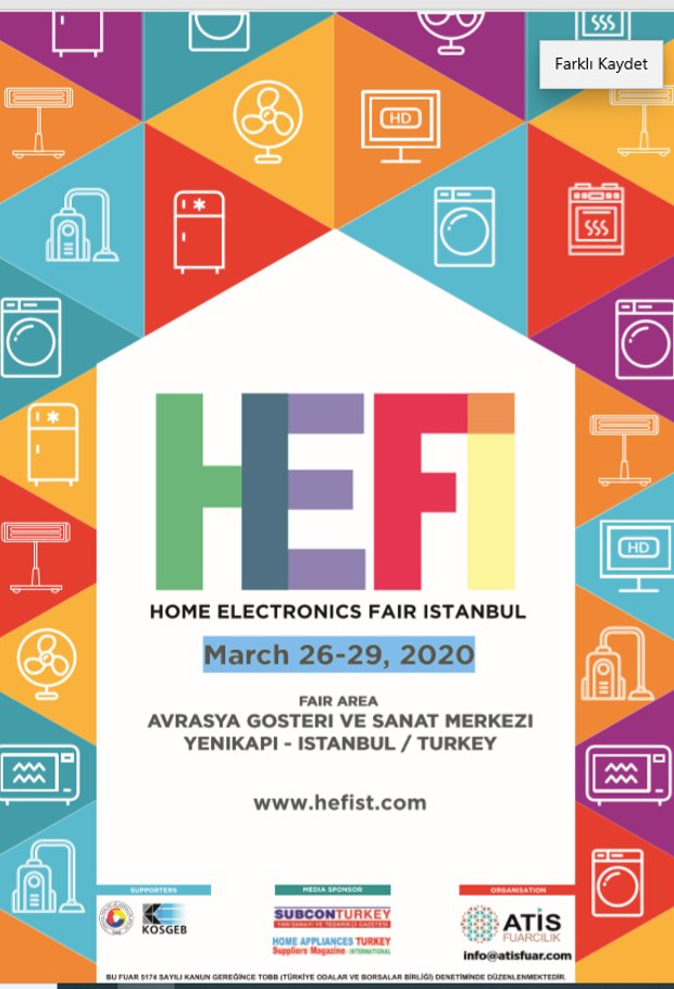 turkeyustrade's tweet photo. Home Electronics Fair Istanbul March 26-29, 2020
https://t.co/3dgbUbERZH https://t.co/BD1zzJO4im