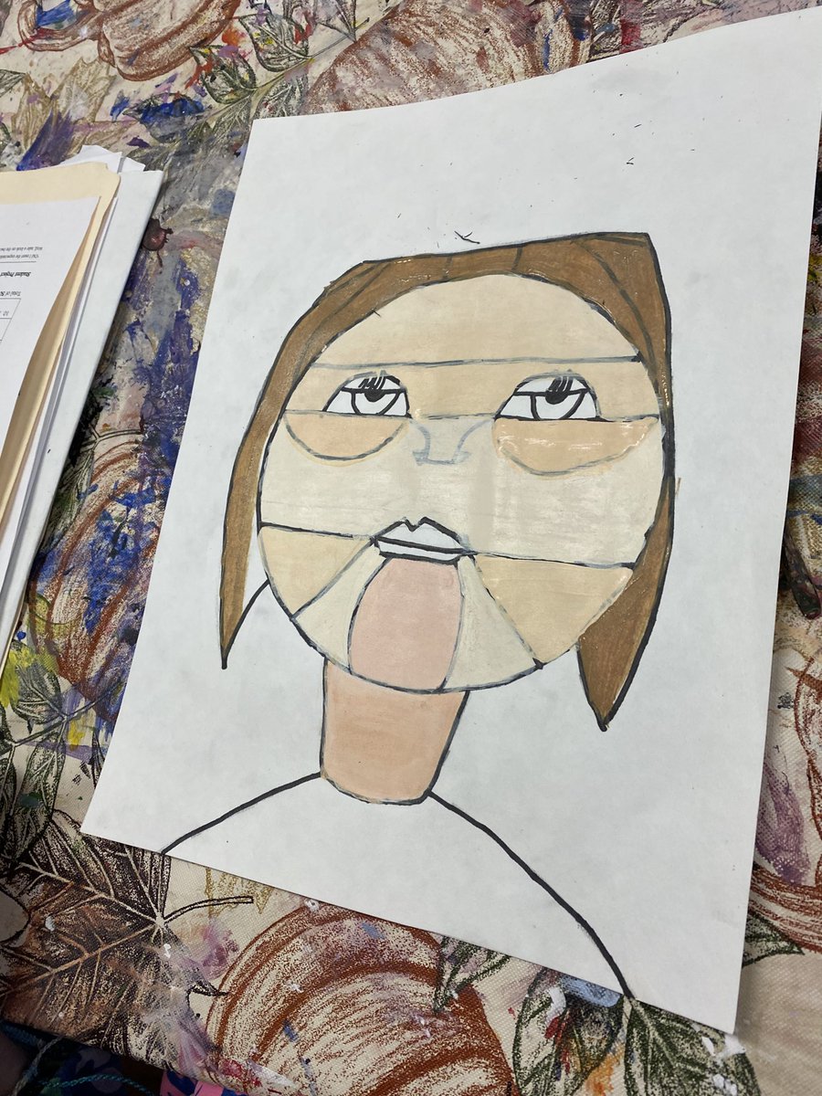 MrsRsMiddleSch1's tweet image. 7th graders “geometrizing” their self portraits from their observational self portrait drawings. Notice how they sectioned-off the anatomical parts of their skulls in preparation for their 8th grade visual art curriculum. #skills #hardwork #art #interdisciplinary #artandmath
