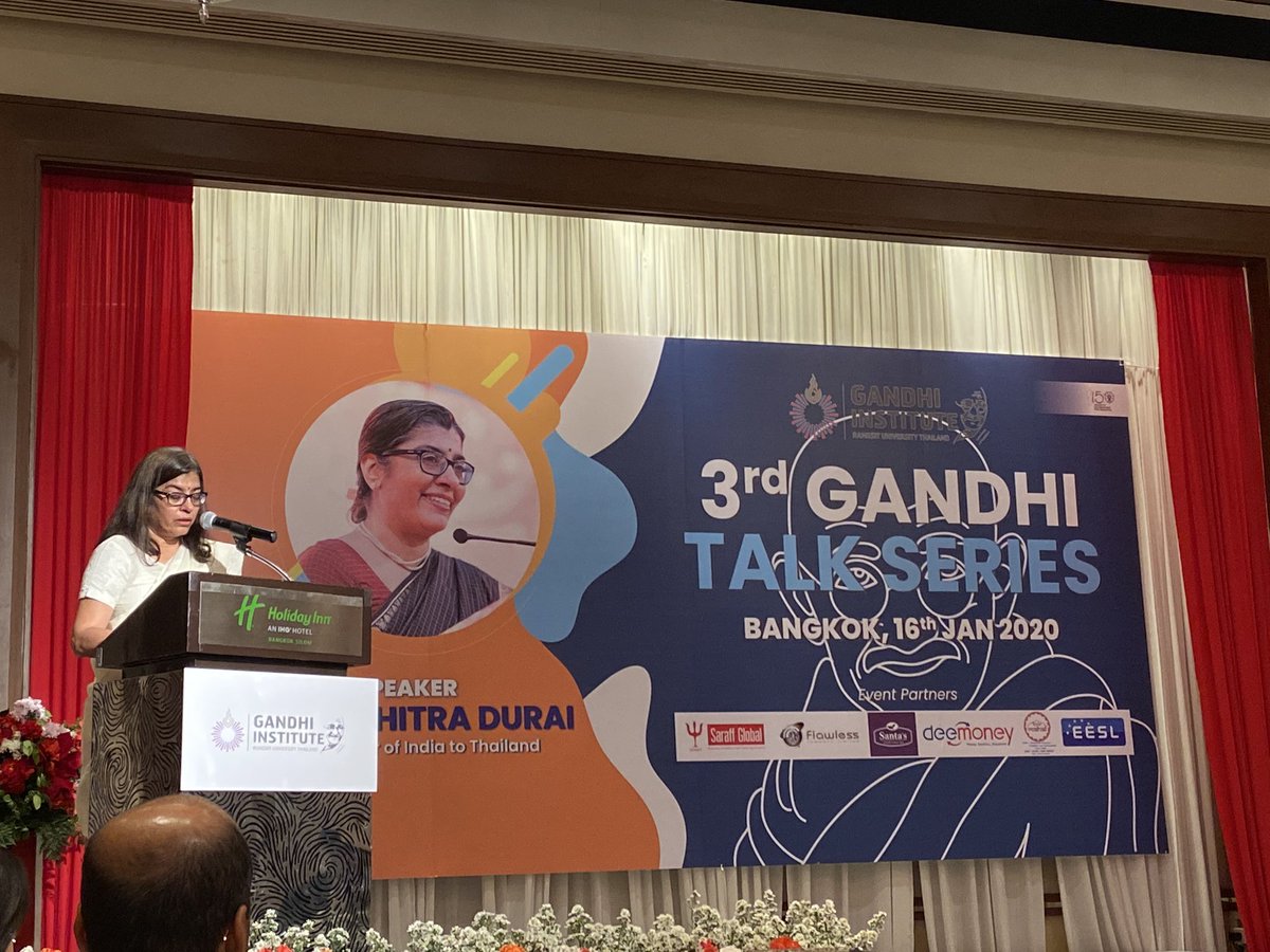 eesl_sea's tweet photo. @suchitra_durai speaking at 3rd Gandhi talk series. @IndiainThailand Speaking Earth provides enough to satisfy every man's need but not any man's greed. Let’s save our tomorrow. @GandhiWisdom https://t.co/NqcWljEte5