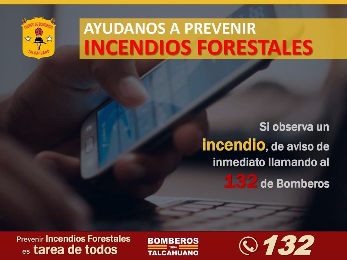 CBTalcahuano's tweet photo. AYUDANOS A PREVENIR INCENDIOS FORESTALES. Desde hoy y hasta el domingo 19, tendremos altas temperaturas maximas entre las Regiones de Coquimbo y Biobio, y tu ayuda es fundamental para prevenir incendios forestales. @CONAFBiobio @conaf_minagri @BomberosdeChile @SNOBomberos https://t.co/TjrXlLN67q