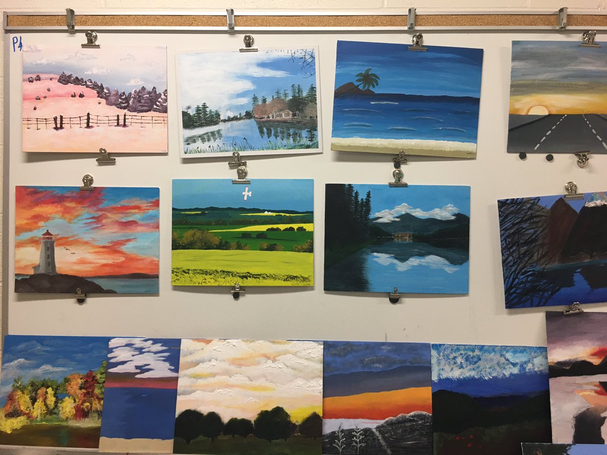 RHHSshowcase's tweet photo. Incredible results on their first Acrylic Paintings in Grade 9 Visual Art...  Now on display in rm 2004 @RHHS_YRDSB #VisualArt https://t.co/TZJ5Xxb0l6