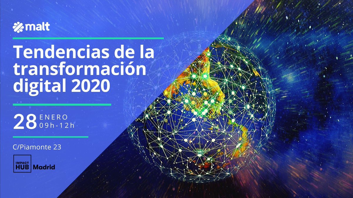 malt_Espana's tweet photo. ¡Reserva este día! 28 de enero, Malt organiza un súper #evento sobre #TransformacionDigital y las últimas tendencias en #innovación con unos ponentes de lujo.
¿Es 2020 la frontera para la transformación de las empresas en España? 
https://t.co/IZsHIVvwyZ https://t.co/8IKn2ab9Dq