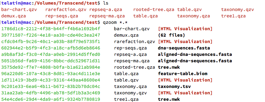 telatin's tweet photo. QZOOM, like “ls” but for #Qiime2 artifacts. 
Can also extract the visualizations in subfolders and… runs without #Qiime. 

💾 https://t.co/kKagRyGvfS

#hacks #microbiome #bioinformatics https://t.co/l8r8T1zRFW