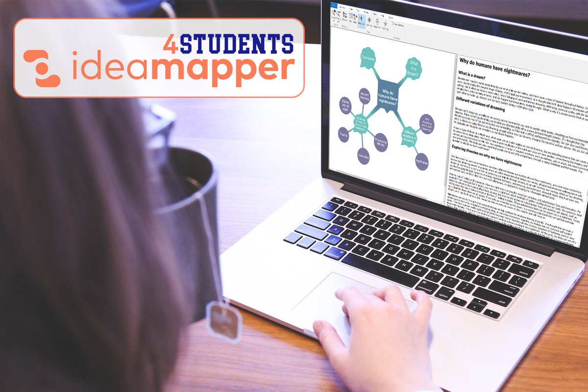 idea_mapper's tweet image. Using ideamapper4students organizes ideas and concepts through mind mapping. Using the unique split-screen view allows students to view their map and essay simultaneously, assisting students to remain focused and retain information. #mindmap #revisiontool