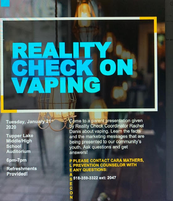 tupperlakecsd's tweet photo. Come to a parent presentation given by Reality Check Coordinator Rachel Danis about vaping. Learn the facts and the marketing messages that are being presented to our community’s youth. Ask questions and get answers! https://t.co/qJ23urOYgW