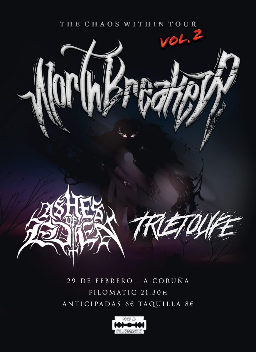 ashesgzhc's tweet photo. 😈 Regresamos a Coruña de la mejor forma posible con @Northbreaker y @true2lifemc 

Os esperamos el 29 de Febrero en la Sala Filomatic

💸 RESERVAD VUESTRA ENTRADA 💸 https://t.co/rlF6AhZDVv