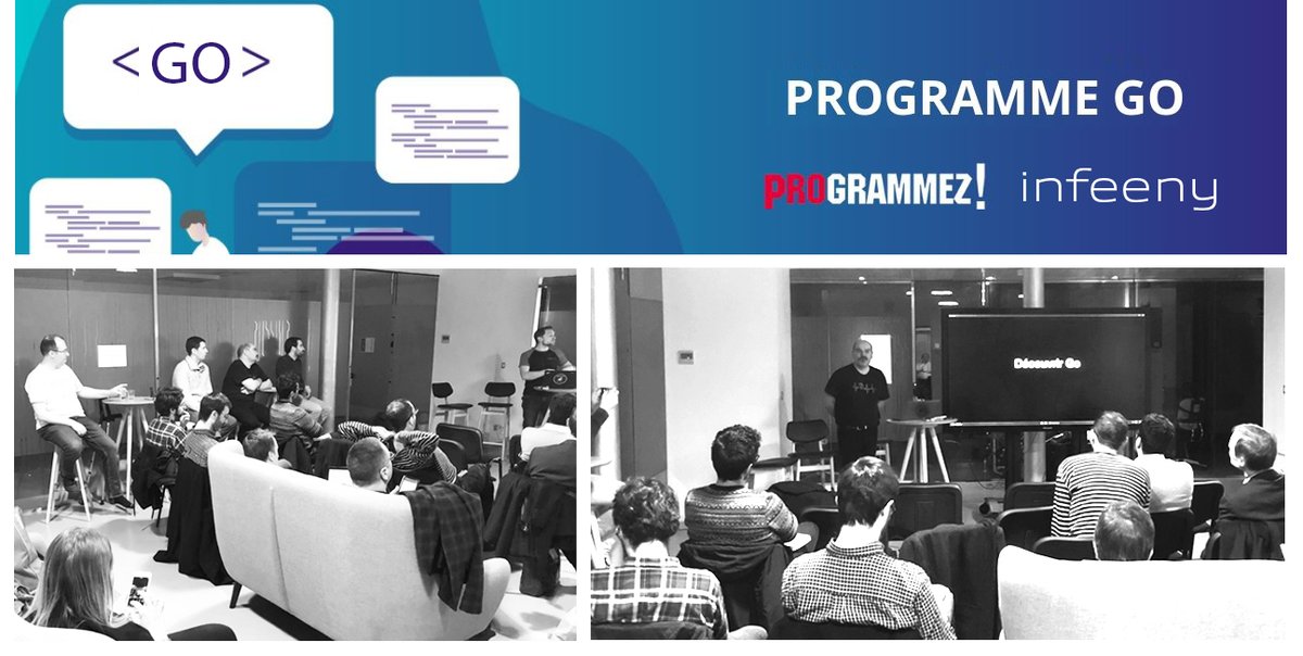 Infeeny_fr's tweet image. Session explicative du nouveau langage GO dans ce meetup parisien organisé par le magazine #Programmez et #Infeeny
Merci aux participants !