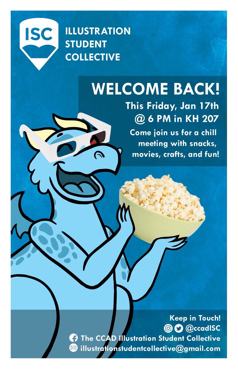 CCADISC's tweet image. WELCOME BACK FRIENDS! To kick off this semester ISC is having a chill little get together! Come hang out with us for movie watching, snack eating and craft making. Be sure to bring your own drawing supplies. We will be meeting this Friday at 6pm in Kinney Room 207. See you there!