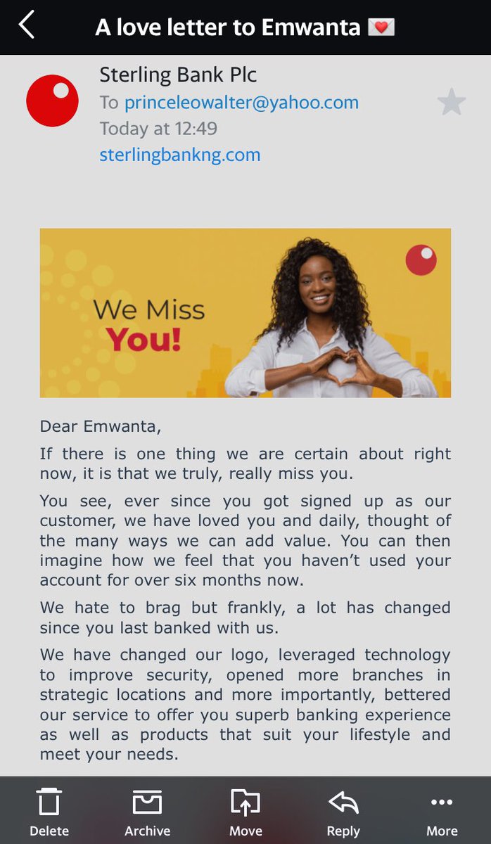 therealmrwalter's tweet photo. In a while I haven’t really felt much love like this. 
@Sterling_Bankng  made me smile &amp; felt important 2day. If it was a lady that sent me such love message I probably would have been thinking marriage with her already. Trust me this Year 2020 Una go tire for Credit Trans. https://t.co/2VBrOT7DA2