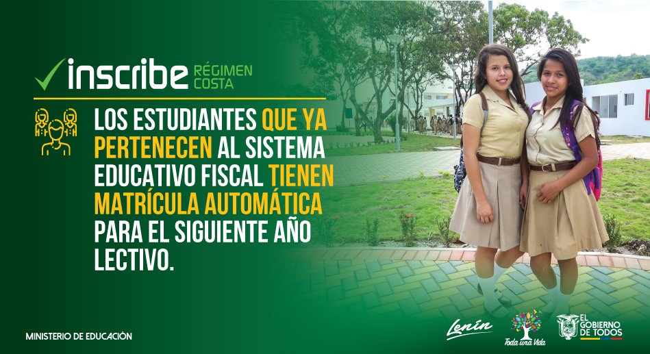 Educacion_Ec's tweet photo. Ministra @monserratcream1: Los estudiantes del régimen Costa inician el nuevo año lectivo el 13 de abril de manera escalonada. Recordamos a la ciudadanía que #InscribeCosta por Autoservicio y en sedes es hasta el 18 de enero. Más información ➡ https://t.co/GTKVctFZOF https://t.co/s3wWIcICPH