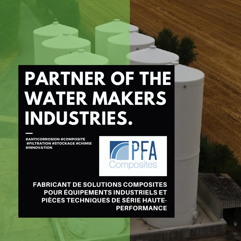 PFA COMPOSITES, partenaire n°1 des industriels de l'#eau  depuis plus de 25 ans. 
#chimie #stockage #composite #innovation #frenchtech #agroalimentaire #biogaz #filtration  #environnement #carbone #industrie