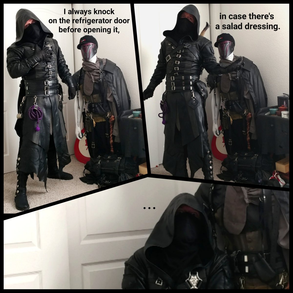 sarnandhun's tweet photo. This one made me laugh so hard this week I had to do it. 😂

▪▫▪▫▪▫▪ 

#Joke #Ranger #Rogue #Cosplay #Cosplayer #Silly #RavenswoodLeather #Ringmesh #Leather #Fantasy #lordoftherings #Skyrim #ElderScrolls #Drizzt #Elf #Numenorean  #Memes #AssassinsCreed #Puns https://t.co/yLS0zdj12A