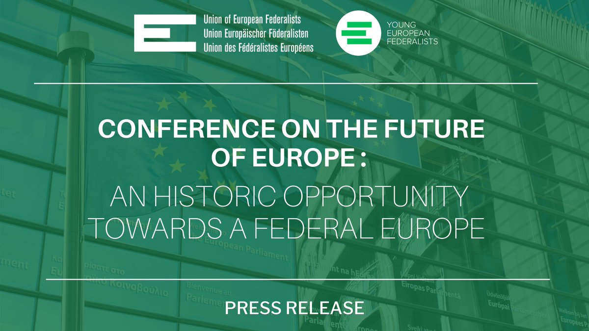 European Federalists (@federalists) on Twitter photo 🇪🇺 Conference on the #FutureofEurope, an historic opportunity towards a Federal Europe. It must send a clear message to citizens that their voices will be heard. #toFedEU
✅ UEF & <a href="/JEF_Europe/">Young European Federalists</a> welcome the resolution adopted yesterday by the <a href="/Europarl_EN/">European Parliament</a> 👉 bit.ly/2uPAhU0 🇪🇺 Conference on the #FutureofEurope, an historic opportunity towards a Federal Europe. It must send a clear message to citizens that their voices will be heard. #toFedEU
✅ UEF & <a href="/JEF_Europe/">Young European Federalists</a> welcome the resolution adopted yesterday by the <a href="/Europarl_EN/">European Parliament</a> 👉 bit.ly/2uPAhU0