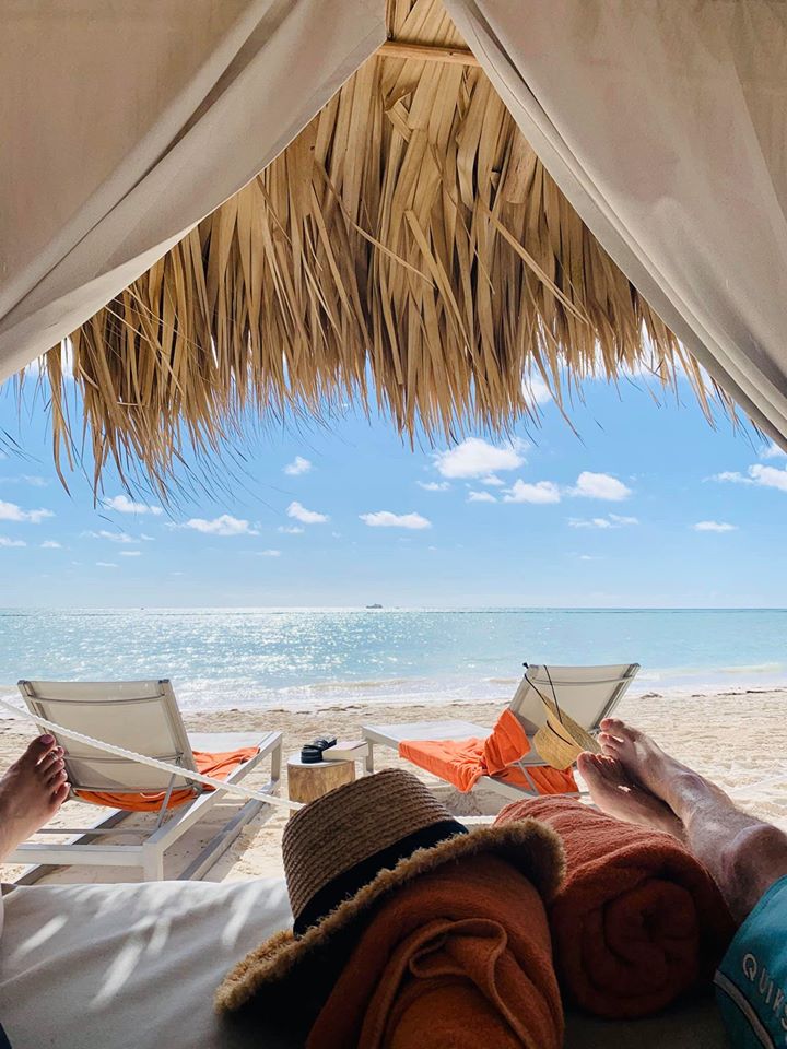 Soak in the momentat our private beach cabanas for two.  Reserve yours in advance by contacting us at econcierge.seccc@secretsresorts.com #FanPhotoFriday