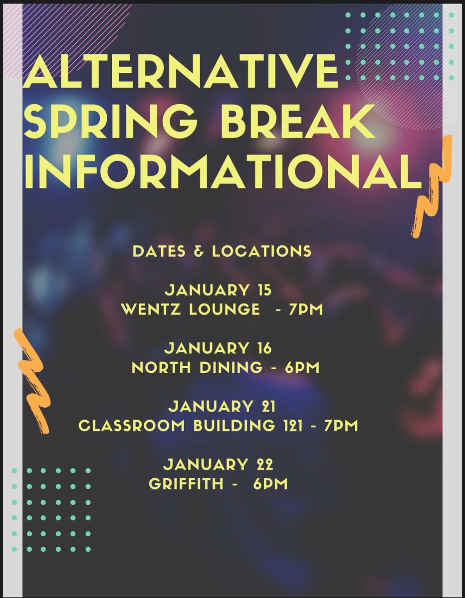 Come to the info sessions! ASB is a service-learning trip where OSU students engage in volunteer service targeted to help populations in need. This year’s trip will be happening from March 14th through March 21st and the will be following along the Trail of Tears path.