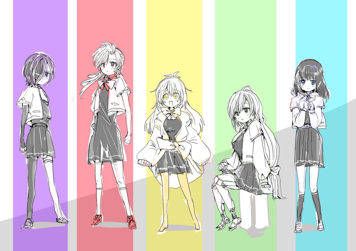 オリジナル漫画のビジュアルこんな感じです どの子が好きですか 1枚絵少ない 屯電兵 たむへいのイラスト