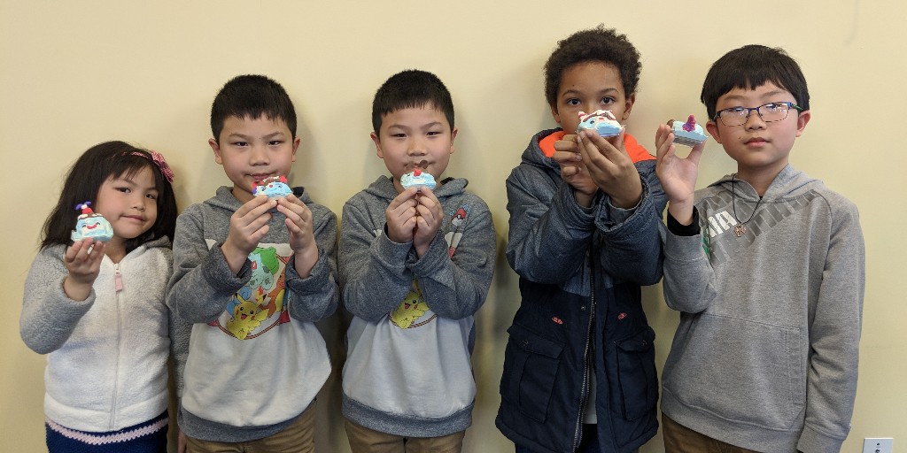 MCPL_Libraries's tweet photo. Artist Liz and Jimmy Reed @cuddlesandrage taught kids at #GaithersburgLibrary how to make clay ice cream sundae characters. Check out these delicious examples that kids made. https://t.co/6gFJXZovek