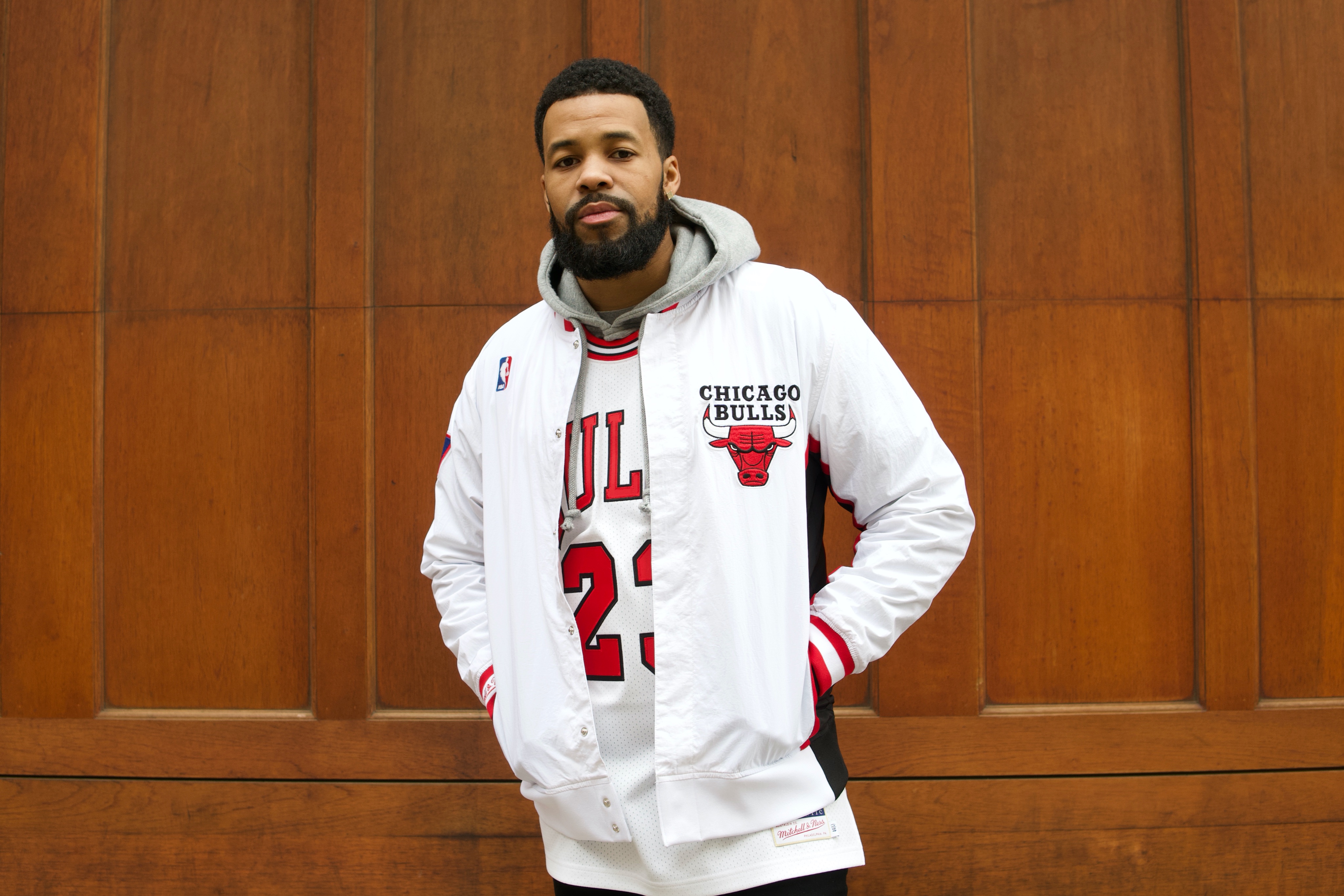 Mitchell & Ness White NBA Chicago Bulls Authentic Warm Up Jacket