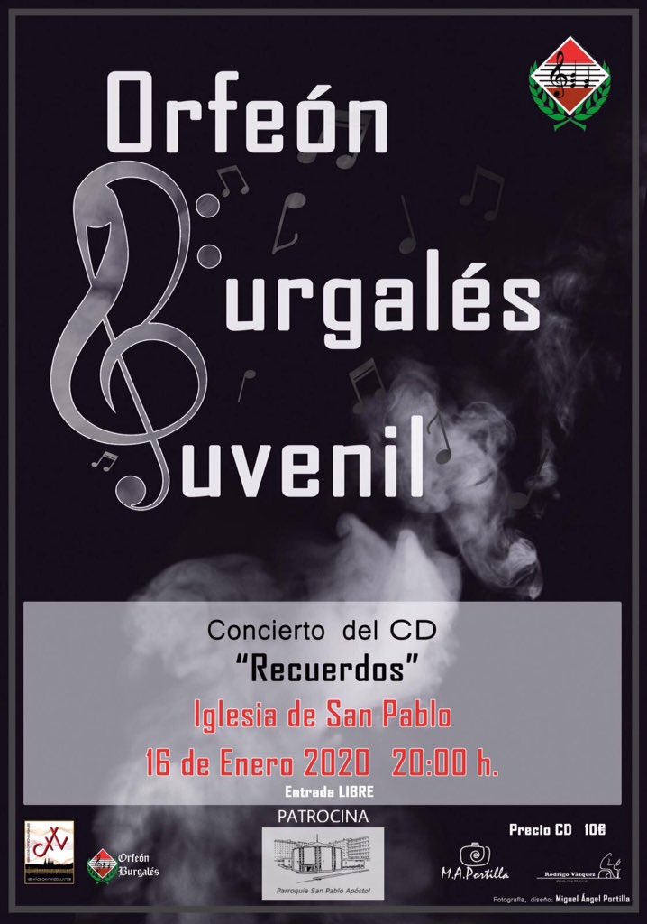 HOY a las 20h 🎶CONCIERTO🎵del <a href="/OrfeonBurgales/">Orfeón Burgalés</a> JUVENIL dirigido por Ana Ayala en la Partoquia de San Pablo de #Burgos #50Aniversario con temas de su reciente trabajo discográfico "RECUERDOS" y podéis allí mismo adquirir el 📀al precio de 10€. Os va a encantar! Entrada libre! ⬇️