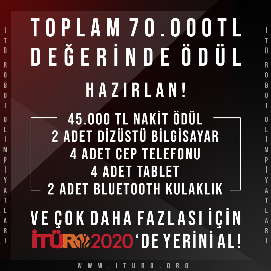İşte Uluslararası İTÜ Robot Olimpiyatları 2020 Ödülleri!
Organizasyon, yarışma kategorileri ve kurallar hakkında daha detaylı bilgi almak için sitemizi ziyaret edebilirsiniz.
ituro.org/tr/
#itü #itü1773 #itüro #itüro2020 #ödül #robot #robotik #itürobotolimpiyatları