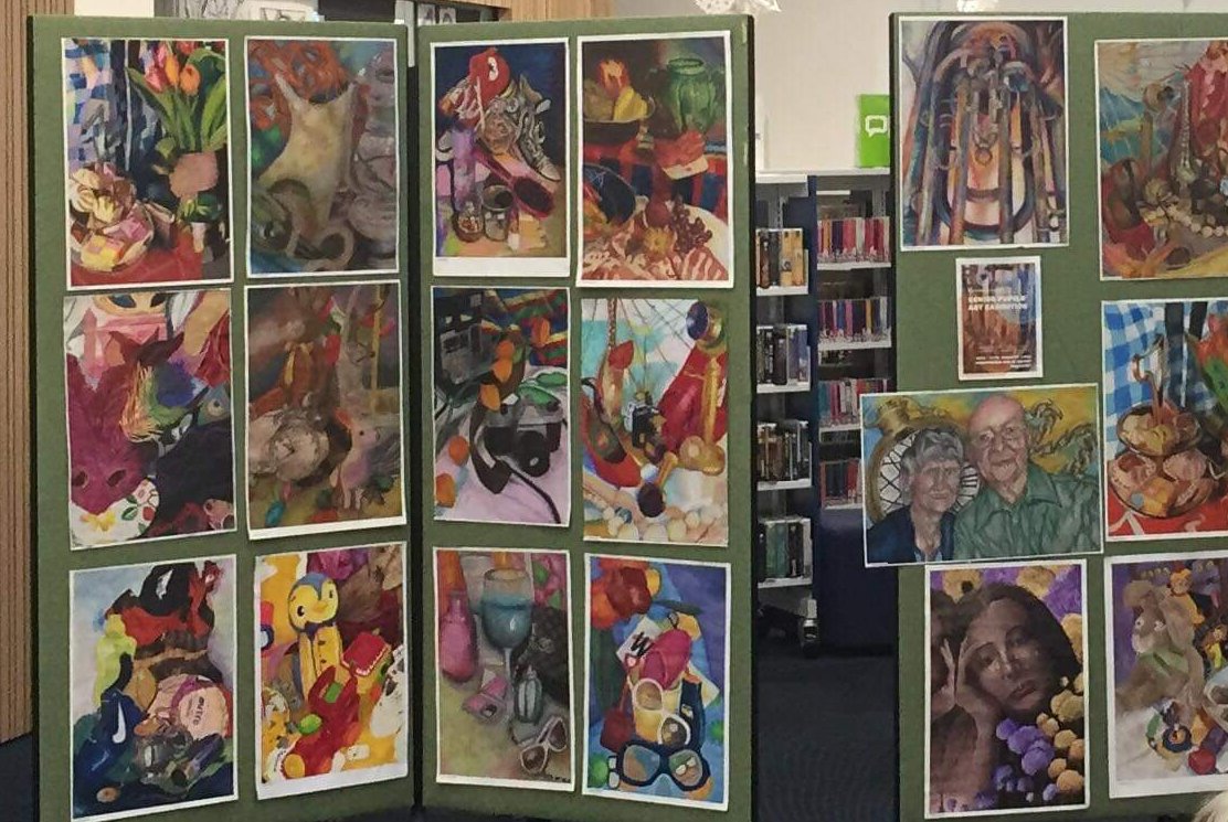 EDLC_Culture's tweet photo. Be still our beating arts. Sneak peak of the work on display at #BishopbriggsLibrary! Last chance to catch this contour de force by senior Art & Design pupils at @BishopbriggsAC - ends tomorrow (Fri). It's kind of a big teal, hue'd be a fool to miss it! https://t.co/RB2ZnHCo0N https://t.co/csLV0BrHjJ