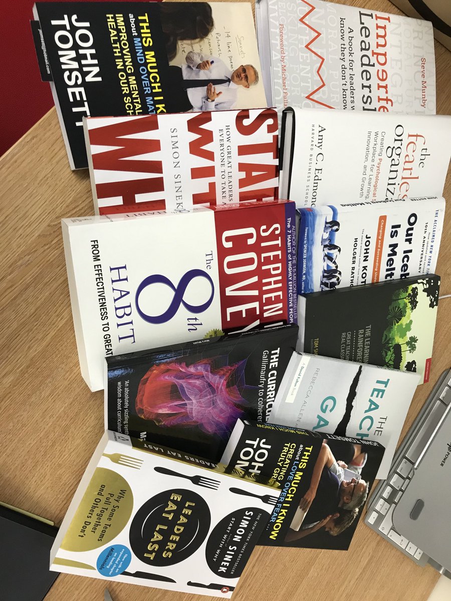 helenbarker79's tweet photo. This lot just arrived for one of our ⁦@KYRAteaching⁩ leadership groups. Love a set of good books! https://t.co/RNhK7BHSP2