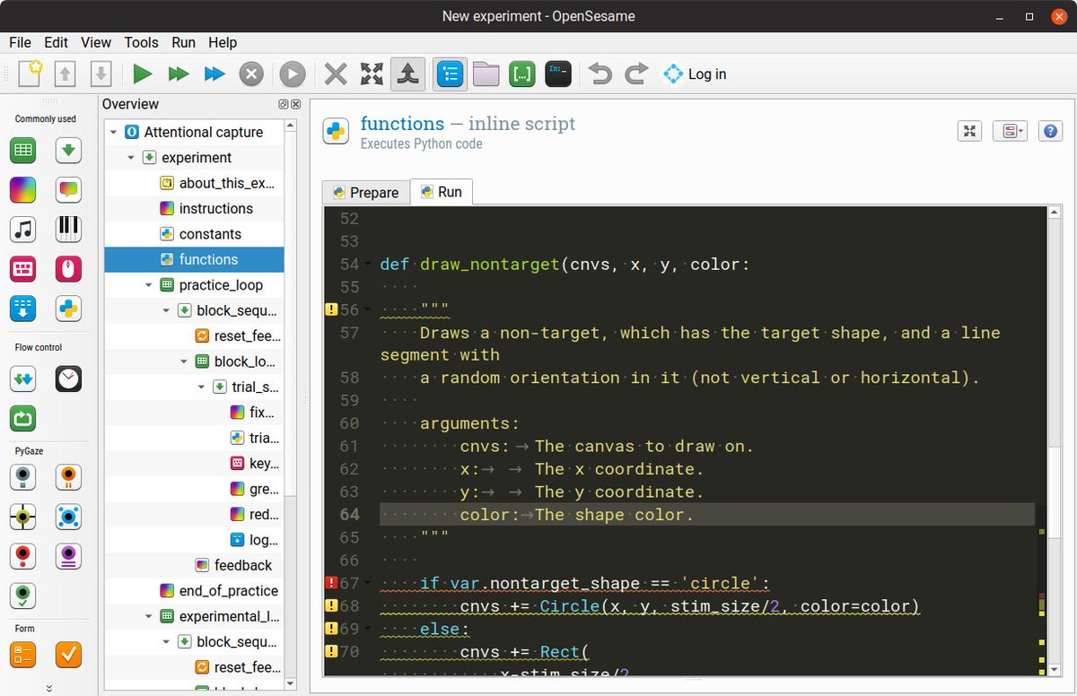 cogscinl's tweet photo. #OpenSesame 3.3 will help to keep your #Python inline scripts correct and clean with static code analysis. Based on #pep8 and #pyflakes. https://t.co/Wpz1AQtKcF https://t.co/MNUC1Z1rrd