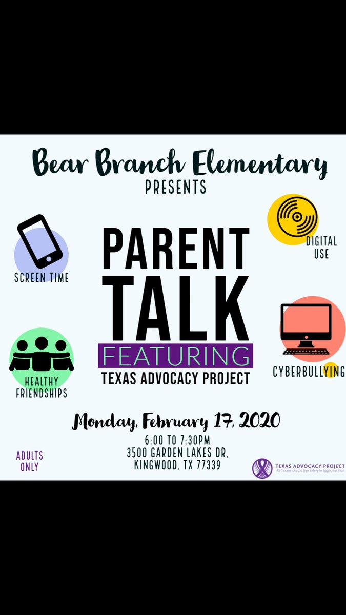 CounselorNewman's tweet photo. Save the date! @txadvproject will present @HumbleISD_BBE on February 17th to discuss #cyberbullying #digitaluse #ElmerPride #SELbuildsPOG #parenting https://t.co/qQquQBWoBT