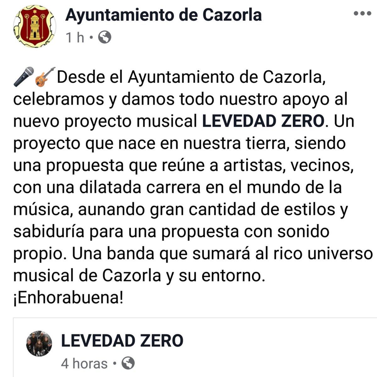 levedadzero's tweet photo. Mil gracias al Ayuntamiento de Cazorla por su apoyo. https://t.co/Q0bbymPVPh