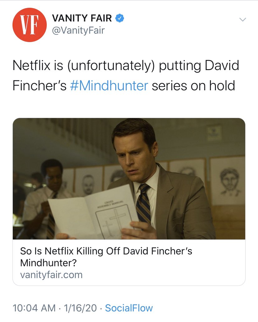 FeitsBarstool's tweet photo. Both these tweets coming out at the same time makes me sad. Mindhunter is awesome, spend money on it. https://t.co/nUZpUePSyw