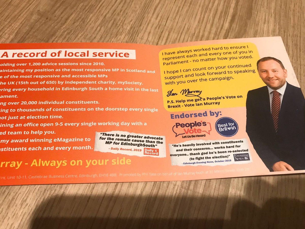 1974Hamilton's tweet image. He’s that proud of Labour he didn’t even mention his party name on the literature he sent out before the GE (nice headline in yellow!!! ;-)   #LabourFraud #PartTimeTory