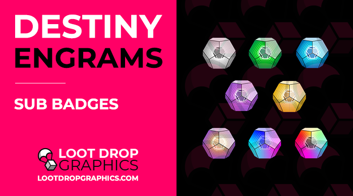 lootdropgraphic's tweet photo. Another one for the Destiny streamers out there. We have a collection of Destiny engram Twitch subscriber badges now available in store.

✅ 8 x Destiny Engrams
✅ 72px, 36px and 18px Transparent PNG's
✅ Help Documentation
✅ Instant Download

https://t.co/8dNhrI2odt https://t.co/rNel8CRBf7