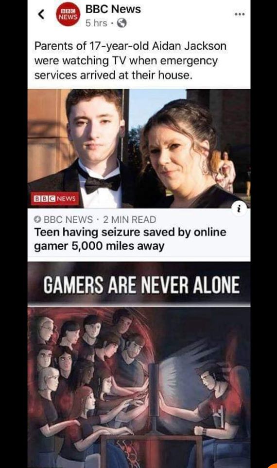 SGBackWoods's tweet photo. Gives me chills. Gamers have good hearts we save people! https://t.co/T4gUipcjer