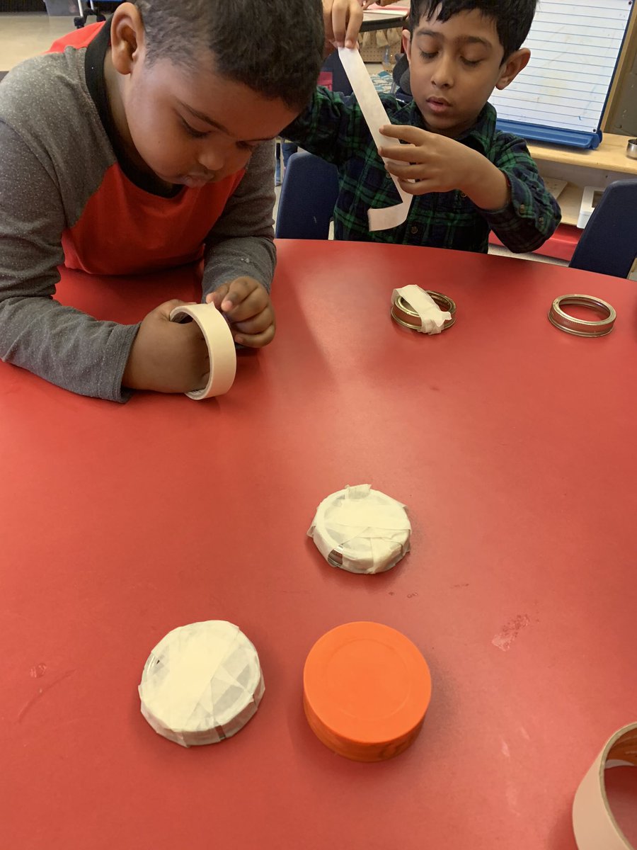 These guys are interested in hockey so we’ve begun an inquiry...today we made our own pucks and mini sticks. Our design is admittedly, not perfect (the blades fall off the handle when used aggressively) BUT....we are going to work on it! 🤣<a href="/mikkihymus/">Mikki Hymus</a> <a href="/TDSB_Grenoble/">Grenoble Public School</a>