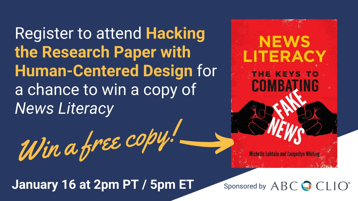 BloomsburyLU's tweet photo. Register to attend the new webinar from SLC for a chance to win a free copy of NEWS LITERACY: The Keys to Combating Fake News! #DesignThinking #DESIGNED4LEARNING #humancentereddesign #sclbydesign https://t.co/mr0AY7FjKb