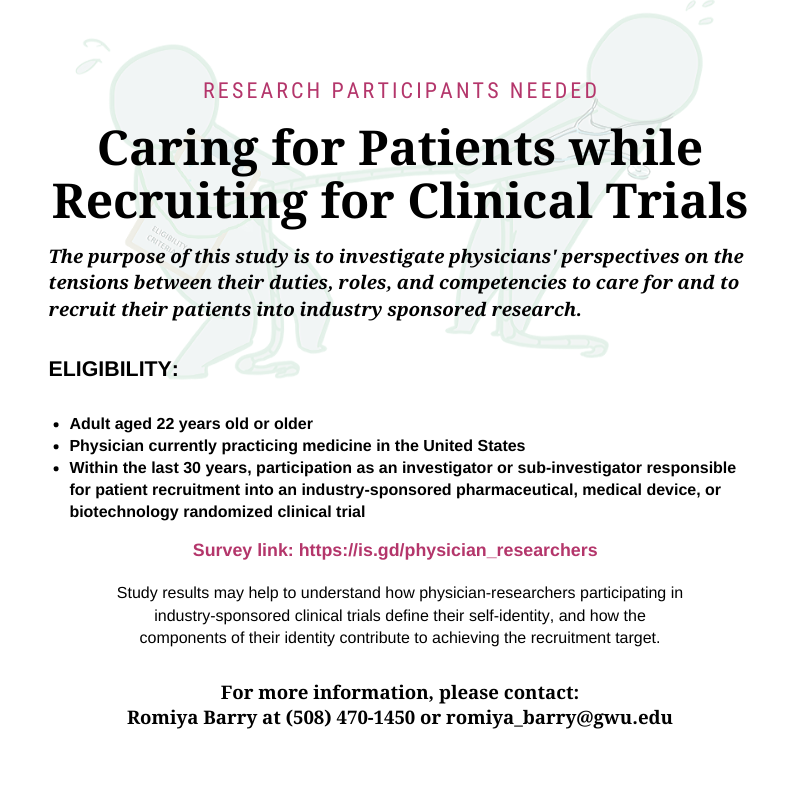 Study recruitment flyer with survey link to https://is.gd/physician_researchers