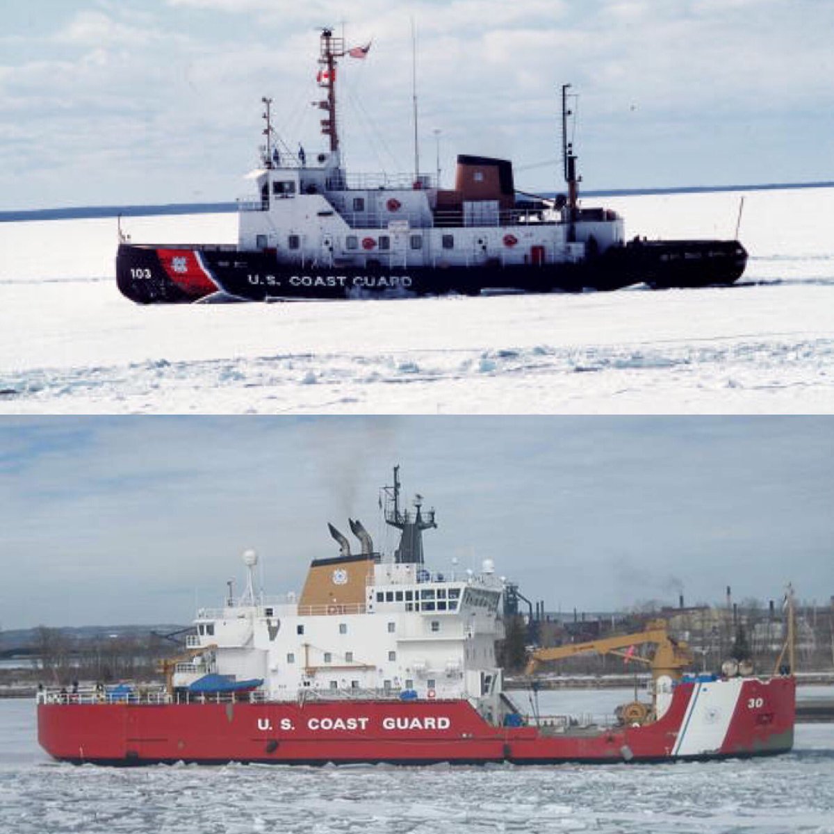 LakeMichigangr8's tweet photo. ~~ @USCGGreatLakes Mackinaw &amp; Mobile Bay at work this morning in Sturgeon Bay @sbvc escorting @InterlakeSSCo vessel’s to Fincantieri Bay Shipbuilding for #winterlayup

⚓️ https://t.co/EbVBgxgWrN