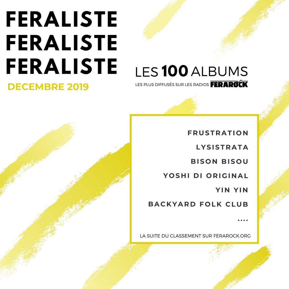 FERAROCK's tweet photo. 🏆La #Feraliste de décembre est en ligne !
🎧Écoutez les 100 albums les + diffusés sur les radios > https://t.co/pwdrI085Kb

cc @LysisOfficiel, @BisonBisou, @YOSHIDIORIGINAL, @IguanaDeathCult, @TransMusicales, @lepeemusic, etc. https://t.co/jmDEgUynpE